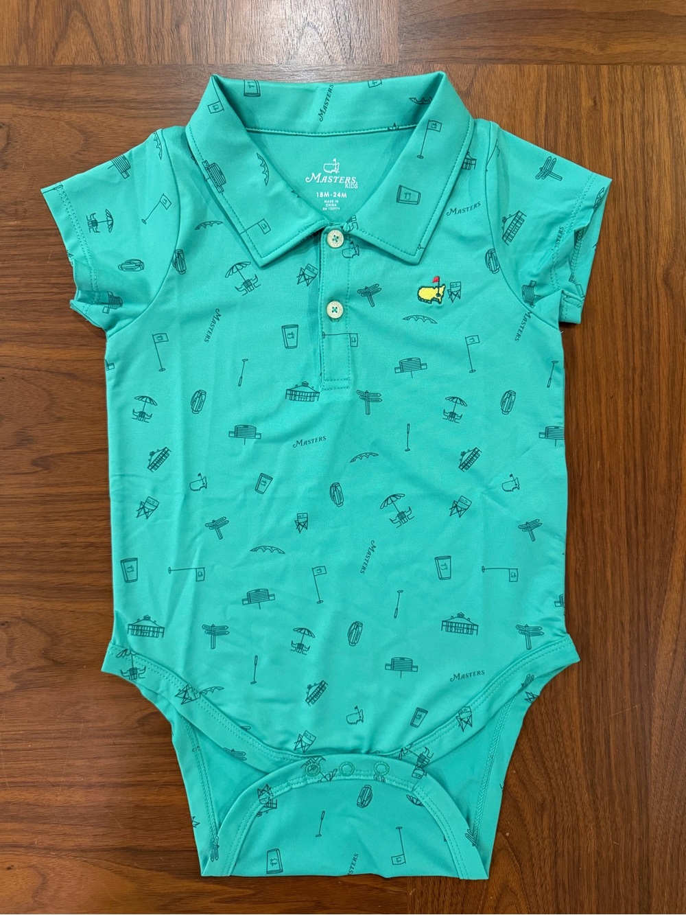 Masters Kids Green Polo Performance Onesie Size 18-24 months NWOT